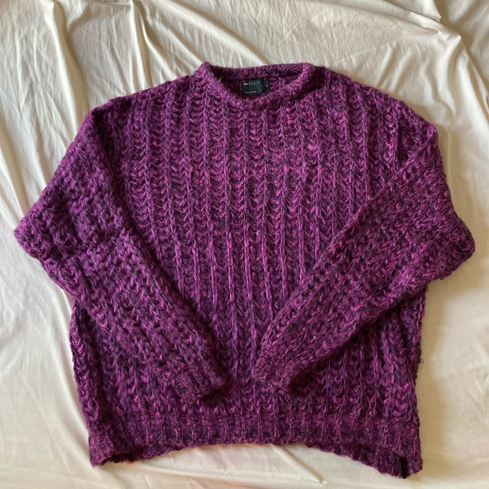 ASOS loose knit textured sweater in purple twist